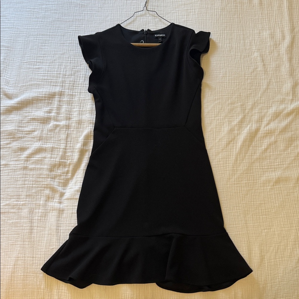Express Black Dress with Ruffled Hem